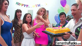 Samantha celebrates her birthday with a wild crazy orgy